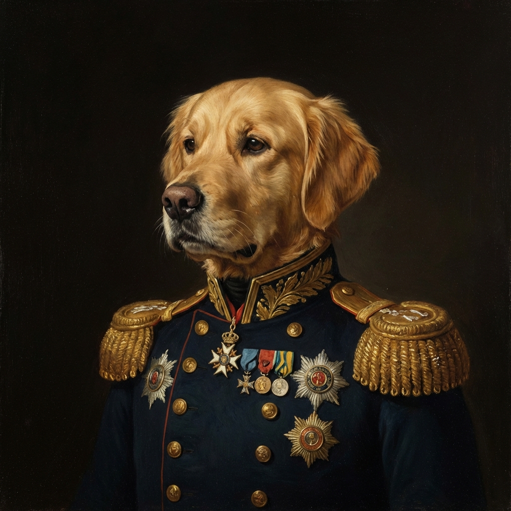 Portrait Renaissance d'un golden retriever