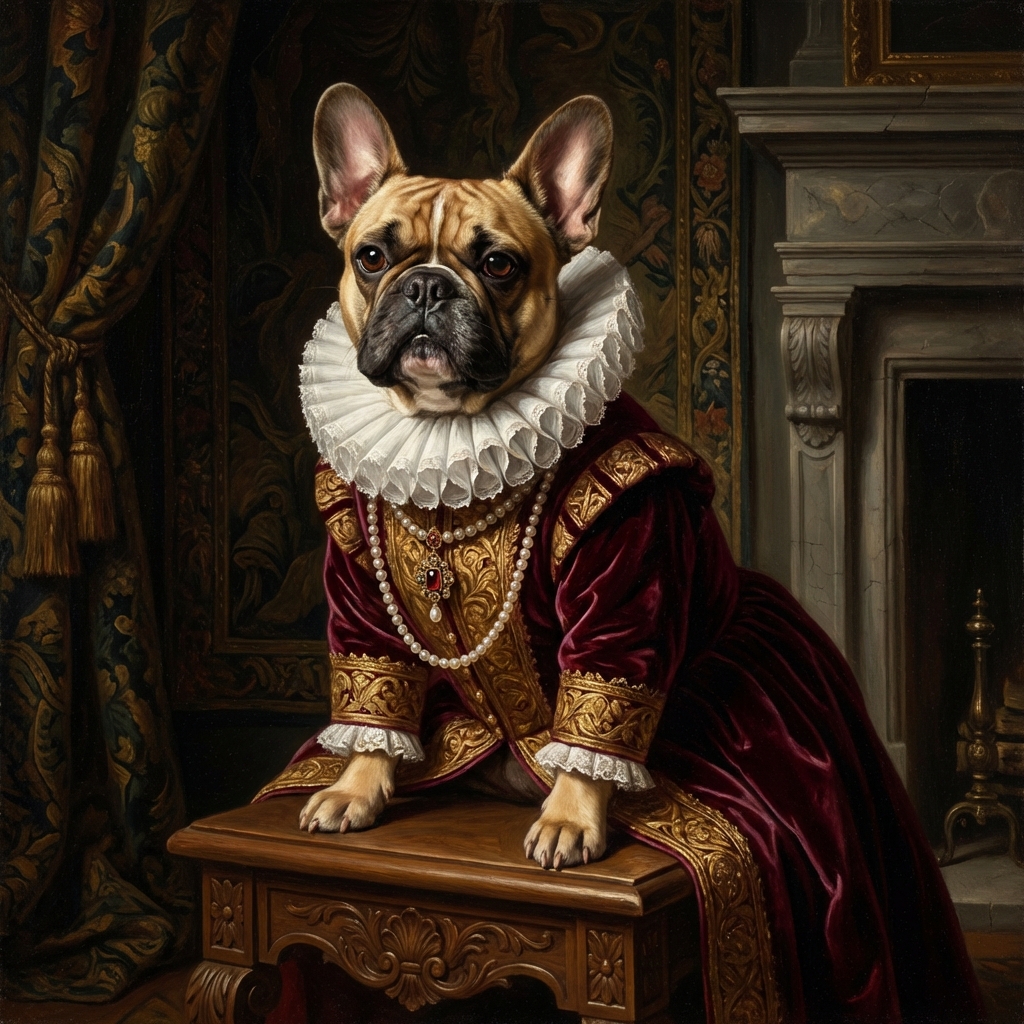 Portrait Renaissance d'un bouledogue