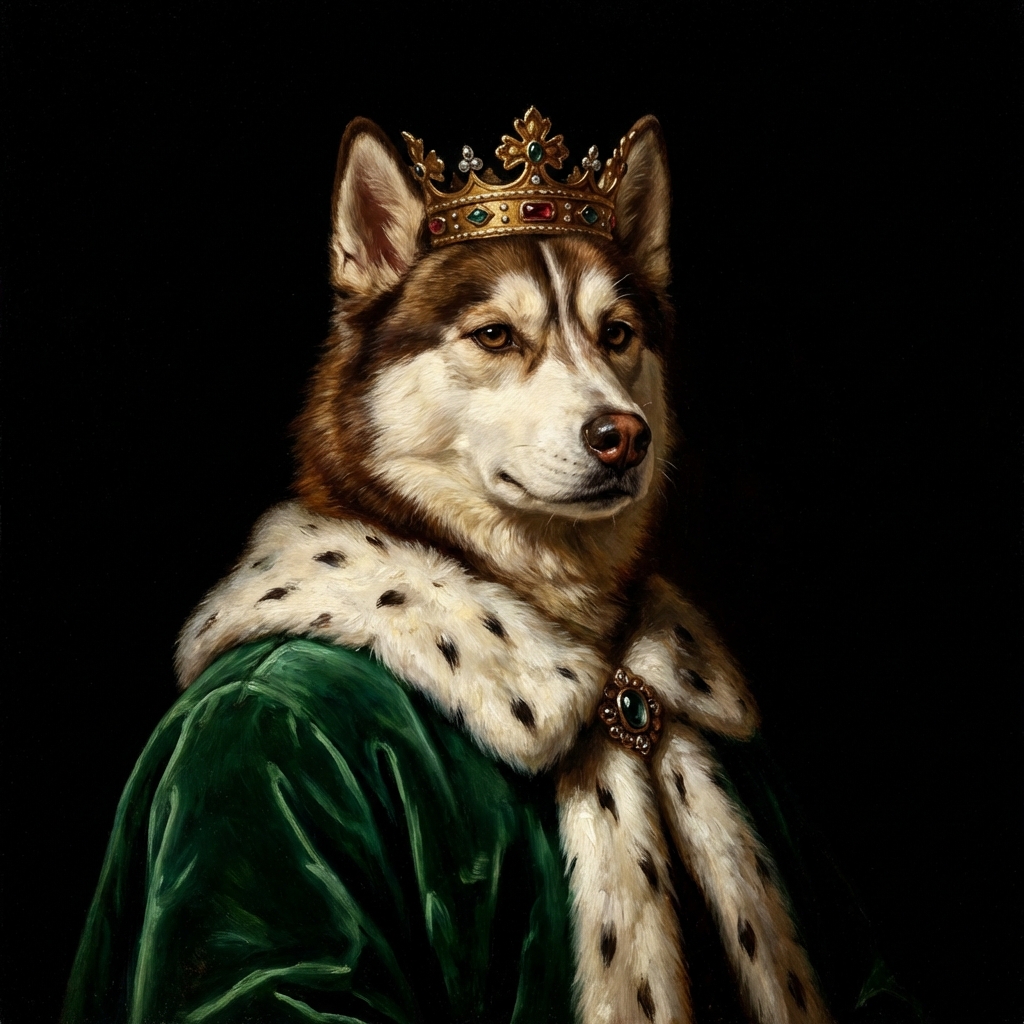 Portrait Renaissance d'un husky